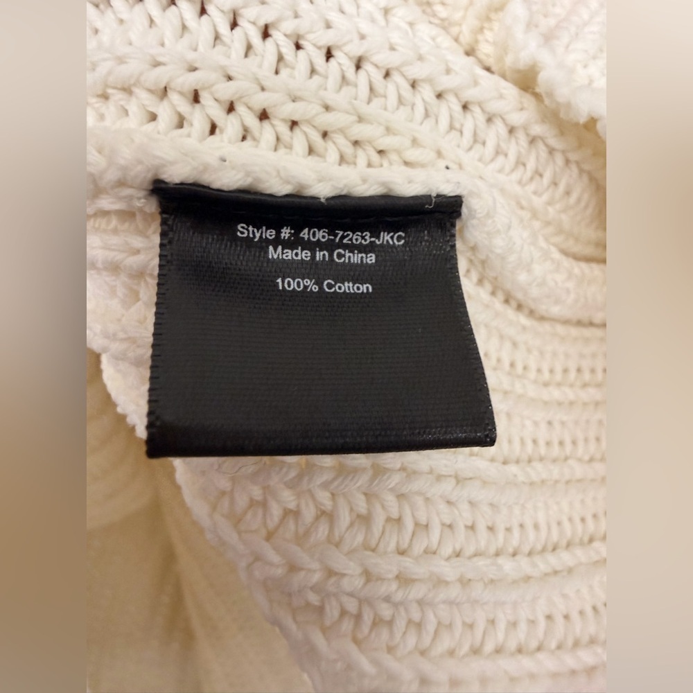 Jenni Kayne Fisherman Crewneck Cotton Sweater Ivory Size Large - Picture 9 of 11